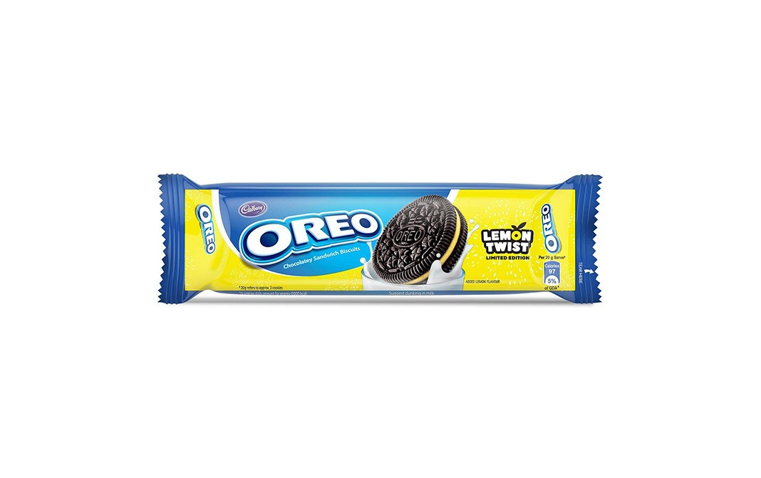 Cadbury Oreo Lemon Twist Chocolatey Sandwich Biscuits    Pack  120 grams